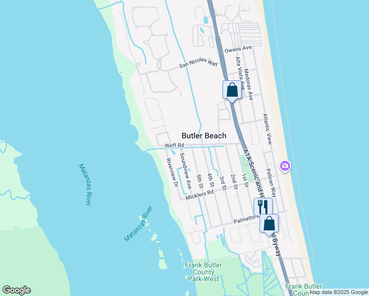 map of restaurants, bars, coffee shops, grocery stores, and more near 317 Weff Road in St. Augustine
