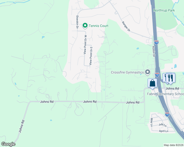 map of restaurants, bars, coffee shops, grocery stores, and more near 101 View Point Court in Boerne
