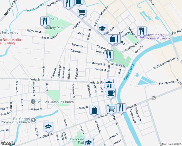 map of restaurants, bars, coffee shops, grocery stores, and more near 1010 3rd St in Franklin