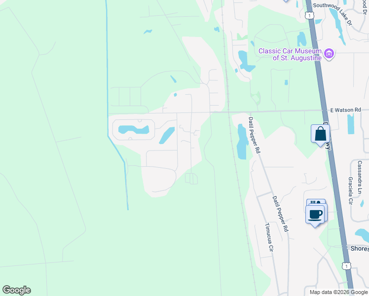 map of restaurants, bars, coffee shops, grocery stores, and more near 4995 Crescent Technical Court in St. Augustine