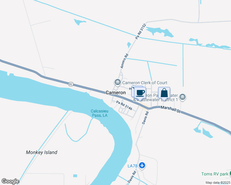 map of restaurants, bars, coffee shops, grocery stores, and more near in Cameron