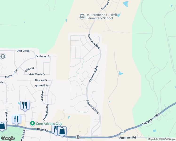 map of restaurants, bars, coffee shops, grocery stores, and more near 129 Escalera Circle in Boerne