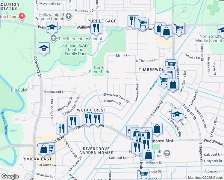 map of restaurants, bars, coffee shops, grocery stores, and more near 326 Edgeton Court in Houston
