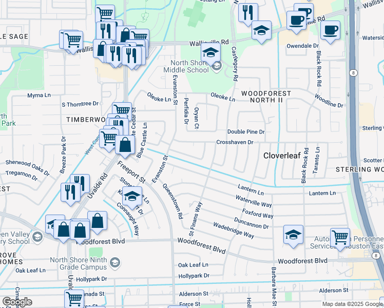 map of restaurants, bars, coffee shops, grocery stores, and more near 13839 Maisemore Road in Houston