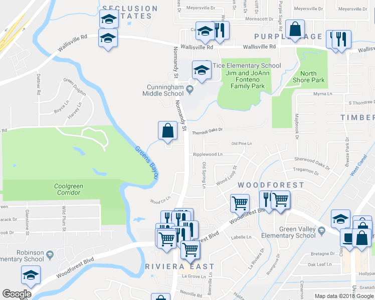 map of restaurants, bars, coffee shops, grocery stores, and more near 341 Normandy Street in Houston