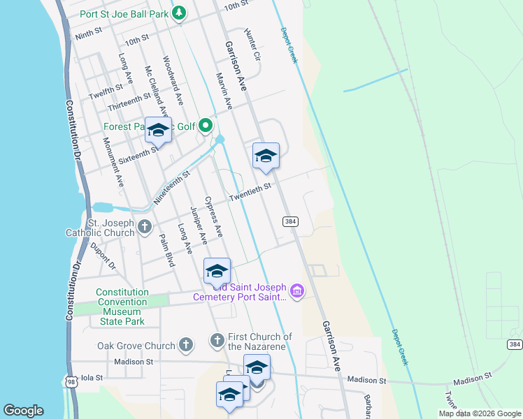 map of restaurants, bars, coffee shops, grocery stores, and more near 2000 Marvin Avenue in Port St. Joe