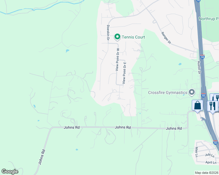 map of restaurants, bars, coffee shops, grocery stores, and more near 217 View Point Drive North in Boerne