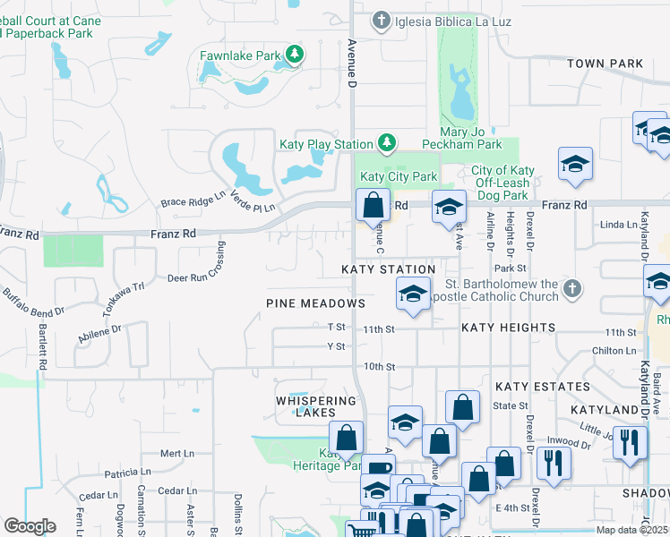 map of restaurants, bars, coffee shops, grocery stores, and more near 1821 Pine Cone in Katy