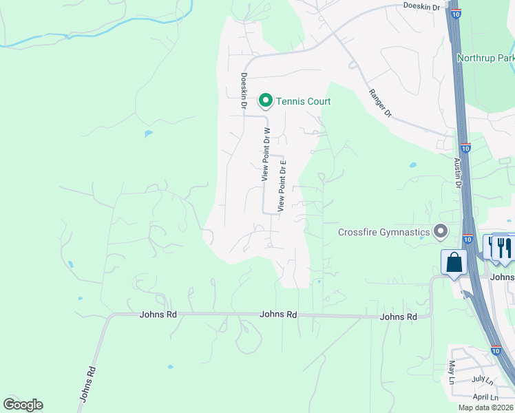 map of restaurants, bars, coffee shops, grocery stores, and more near 217 View Point Drive North in Boerne