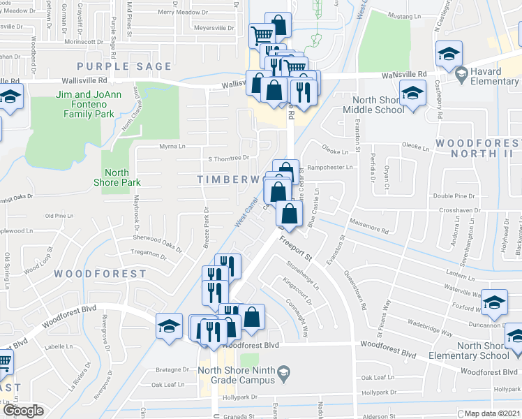 map of restaurants, bars, coffee shops, grocery stores, and more near 13429 Castilian Drive in Houston