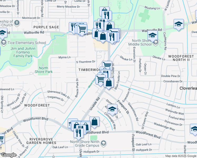 map of restaurants, bars, coffee shops, grocery stores, and more near 13429 Castilian Drive in Houston