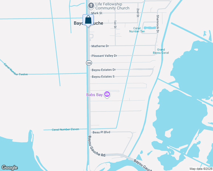 map of restaurants, bars, coffee shops, grocery stores, and more near 119 Pine Street in Des Allemands