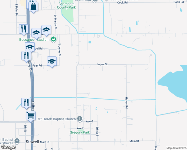 map of restaurants, bars, coffee shops, grocery stores, and more near 810 Lopez Road in Stowell