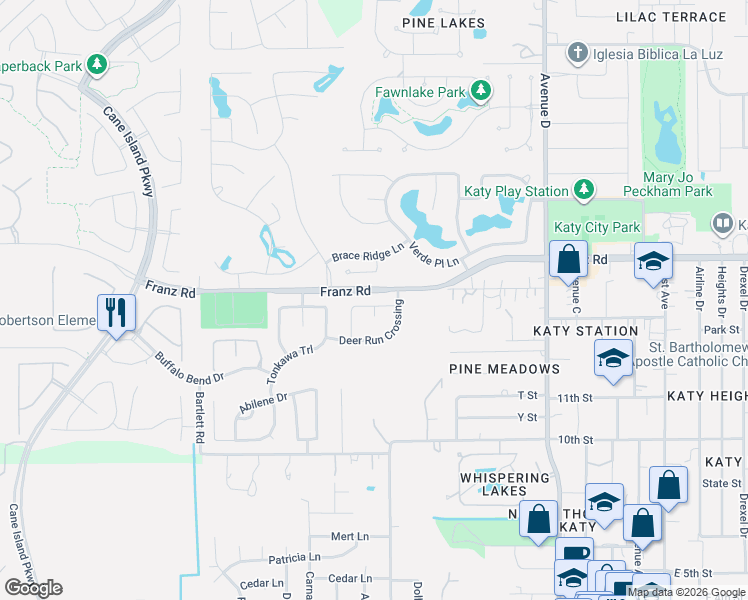 map of restaurants, bars, coffee shops, grocery stores, and more near 6315 Asbury Brook Court in Katy