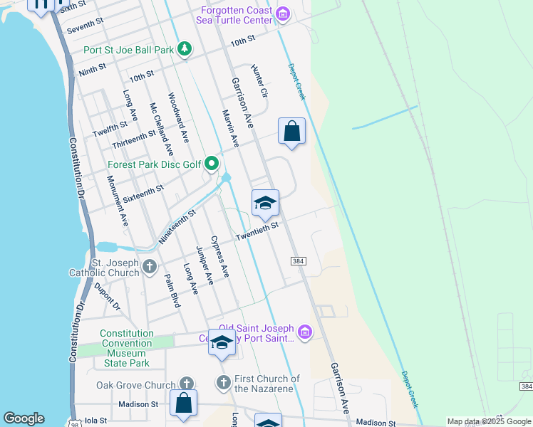 map of restaurants, bars, coffee shops, grocery stores, and more near 1805 Marvin Avenue in Port Saint Joe