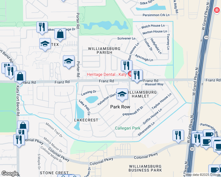 map of restaurants, bars, coffee shops, grocery stores, and more near 1814 Salt Valley Drive in Katy