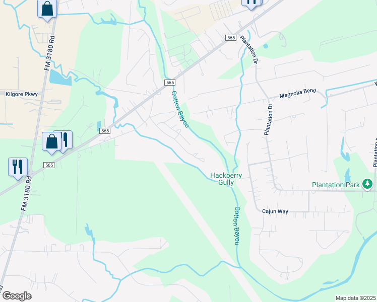 map of restaurants, bars, coffee shops, grocery stores, and more near 31 Cotton Bayou Circle in Cove