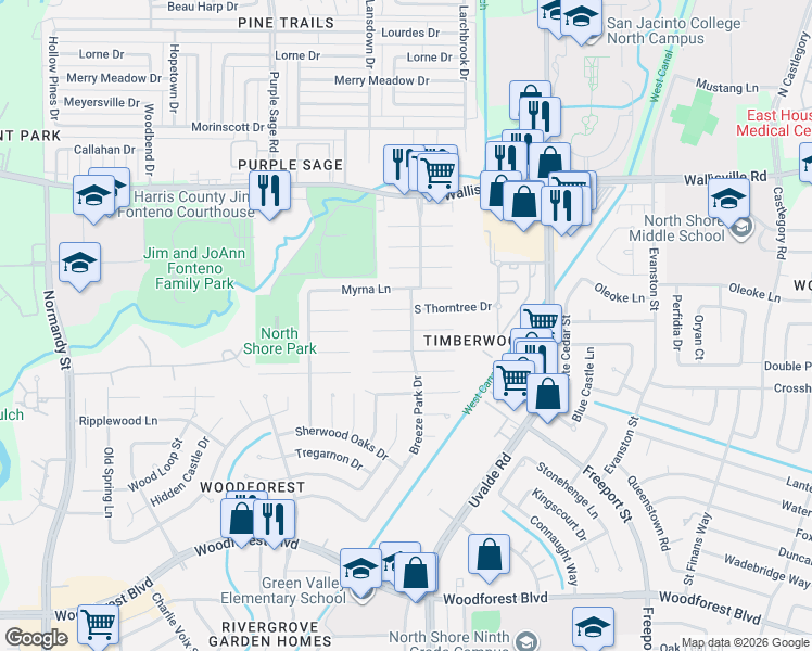 map of restaurants, bars, coffee shops, grocery stores, and more near 13327 Whitchurch Way in Houston