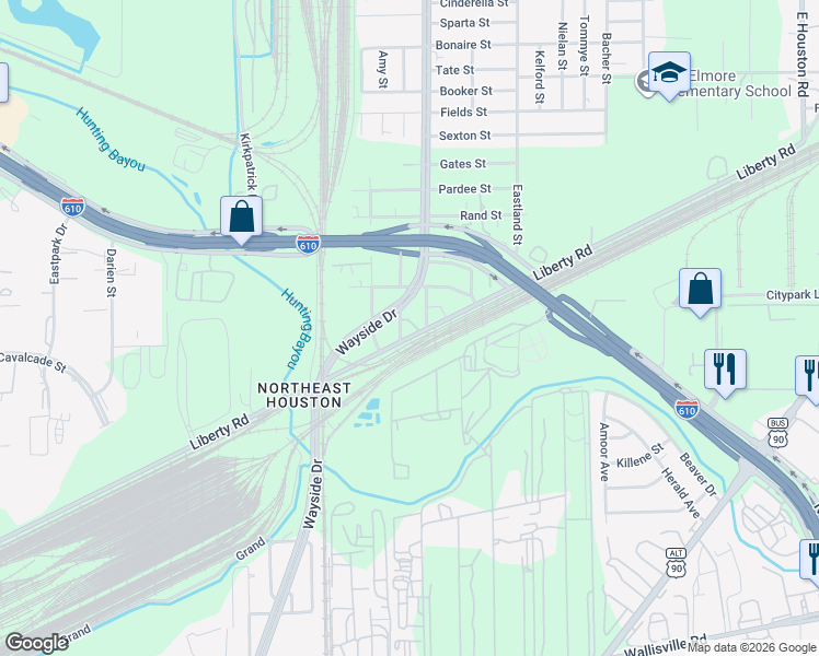 map of restaurants, bars, coffee shops, grocery stores, and more near 4602 Settegast Road in Houston