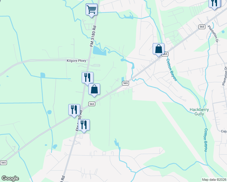 map of restaurants, bars, coffee shops, grocery stores, and more near 4932 Farm-to-Market 565 in Baytown