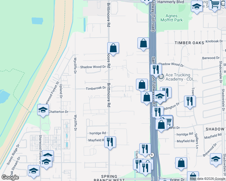 map of restaurants, bars, coffee shops, grocery stores, and more near 1508 Grayson Oaks Place in Houston