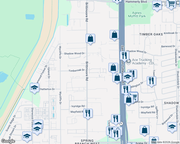 map of restaurants, bars, coffee shops, grocery stores, and more near 1508 Grayson Oaks Place in Houston