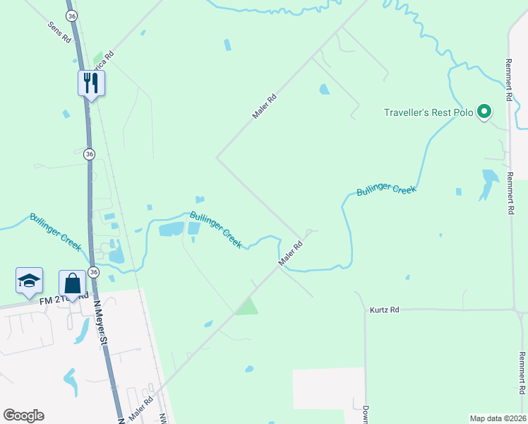 map of restaurants, bars, coffee shops, grocery stores, and more near 1327 Maler Road in Sealy