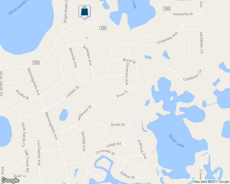 map of restaurants, bars, coffee shops, grocery stores, and more near 5817 Bryce Street in Keystone Heights