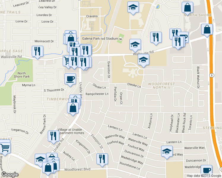 map of restaurants, bars, coffee shops, grocery stores, and more near 187 Evanston Street in Houston