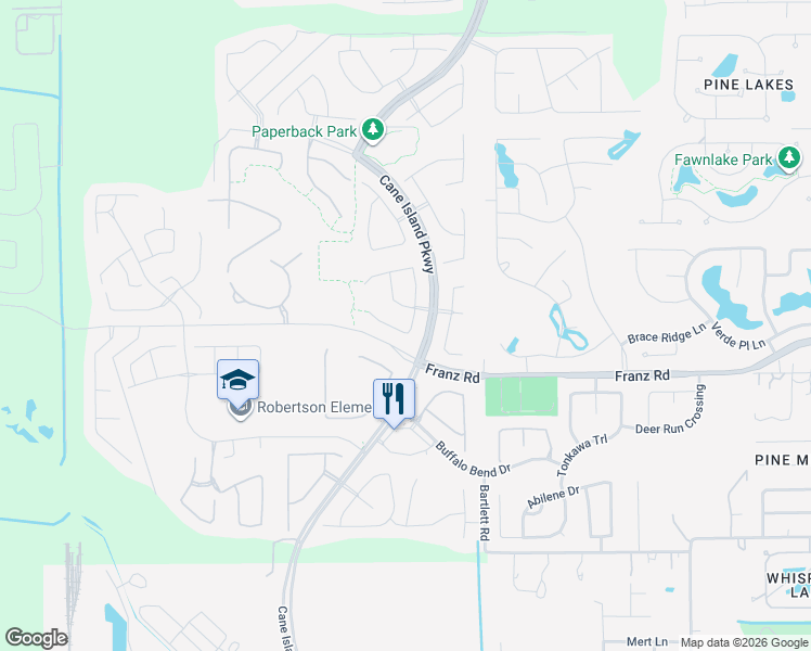 map of restaurants, bars, coffee shops, grocery stores, and more near 2402 Savannah Run in Katy