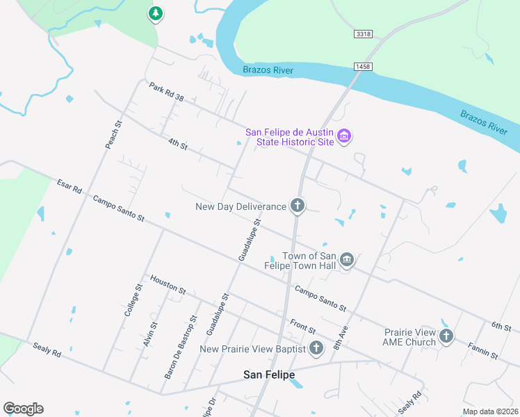 map of restaurants, bars, coffee shops, grocery stores, and more near 410 6th Street in Sealy