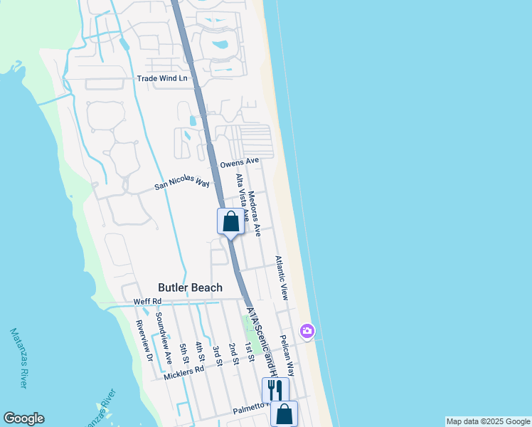 map of restaurants, bars, coffee shops, grocery stores, and more near 5073 Atlantic View in St. Augustine