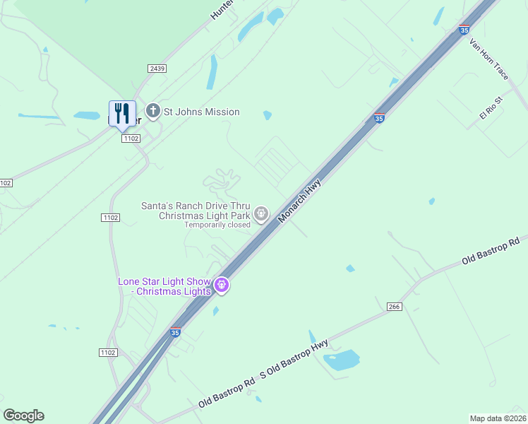 map of restaurants, bars, coffee shops, grocery stores, and more near 6260 Interstate 35 in San Marcos