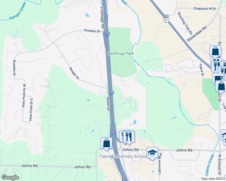 map of restaurants, bars, coffee shops, grocery stores, and more near 38400 Interstate 10 in Boerne