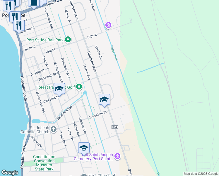 map of restaurants, bars, coffee shops, grocery stores, and more near 110 Bellamy Circle in Port St. Joe