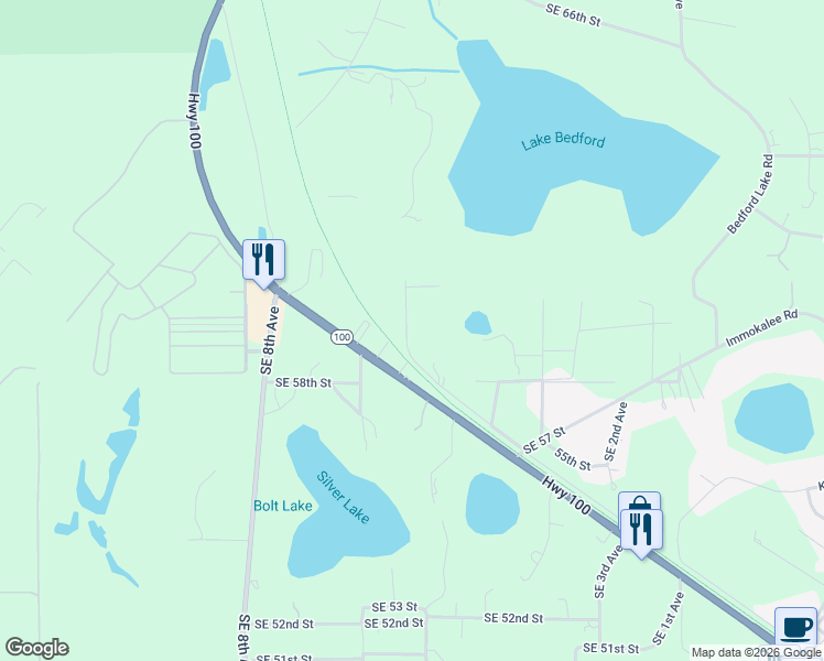 map of restaurants, bars, coffee shops, grocery stores, and more near 859 Southeast 56th Street in Keystone Heights