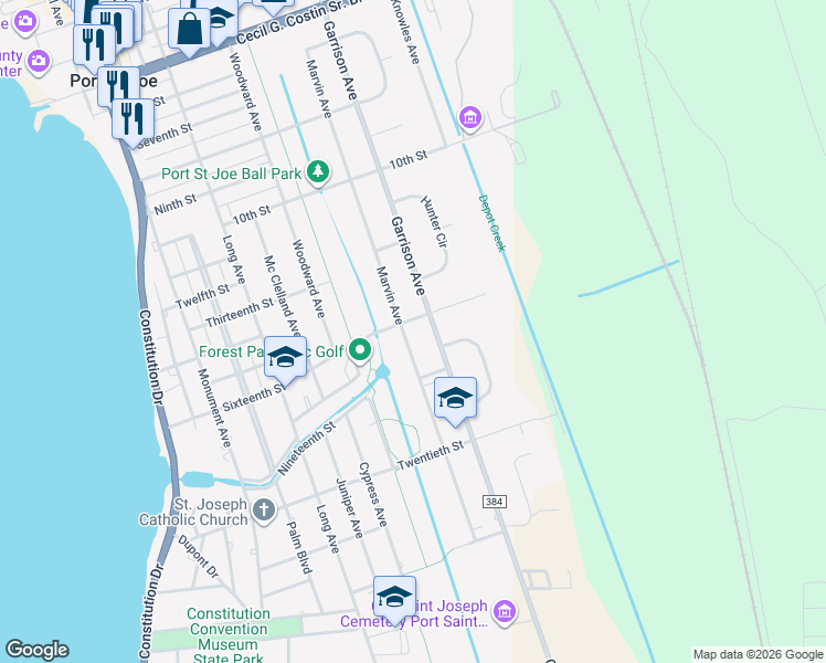 map of restaurants, bars, coffee shops, grocery stores, and more near 804 16th St in Port St Joe