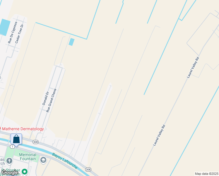 map of restaurants, bars, coffee shops, grocery stores, and more near 333 Half Oak Drive in Thibodaux