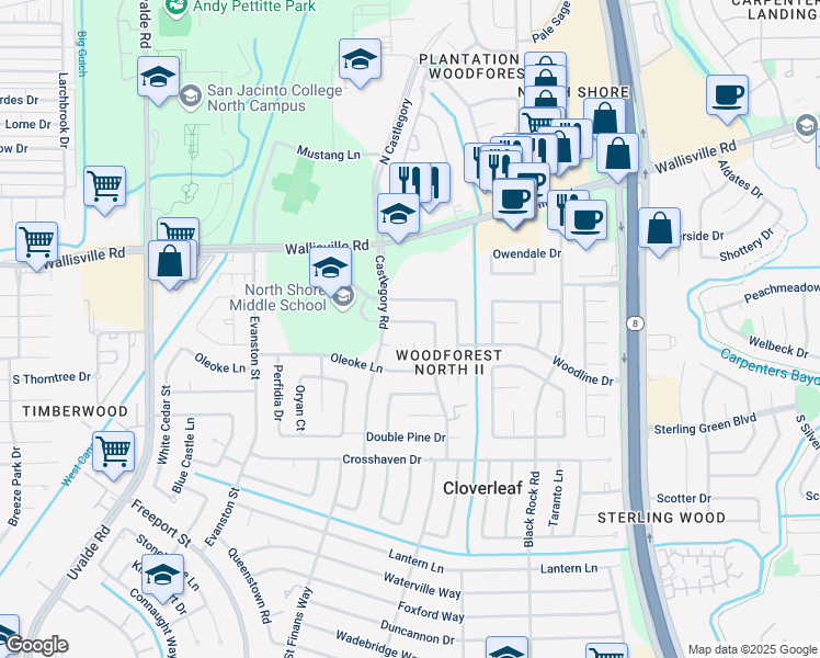 map of restaurants, bars, coffee shops, grocery stores, and more near 14102 Twisted Rattan Lane in Houston