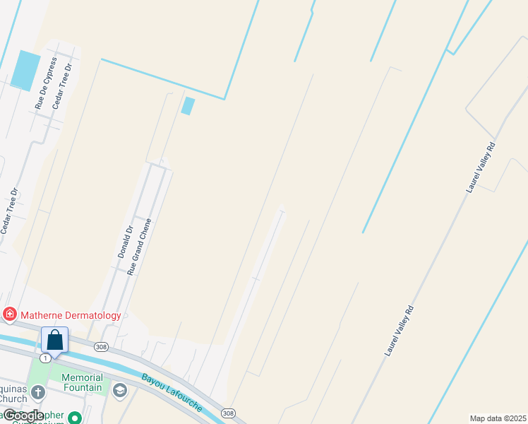 map of restaurants, bars, coffee shops, grocery stores, and more near 333 Half Oak Drive in Thibodaux