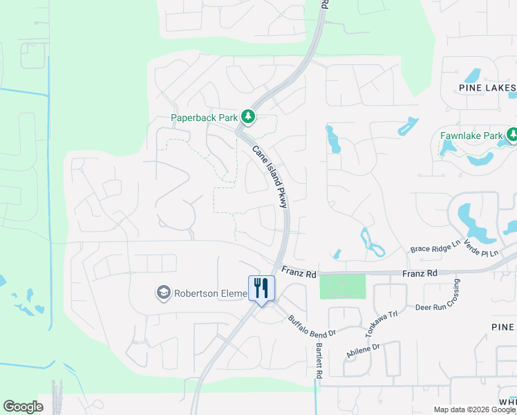 map of restaurants, bars, coffee shops, grocery stores, and more near N Savannah Run in Katy