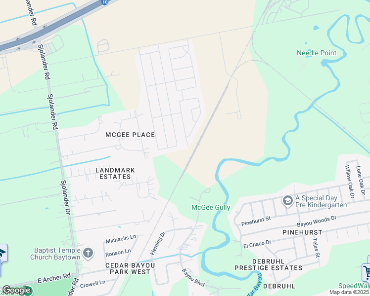 map of restaurants, bars, coffee shops, grocery stores, and more near 8346 Hunters Lodge Lane in Baytown