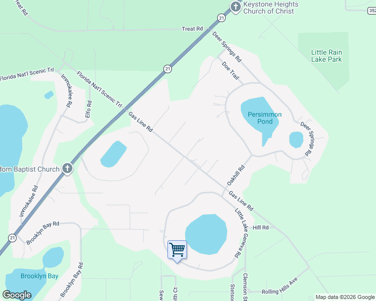 map of restaurants, bars, coffee shops, grocery stores, and more near 7193 Gas Line Road in Keystone Heights
