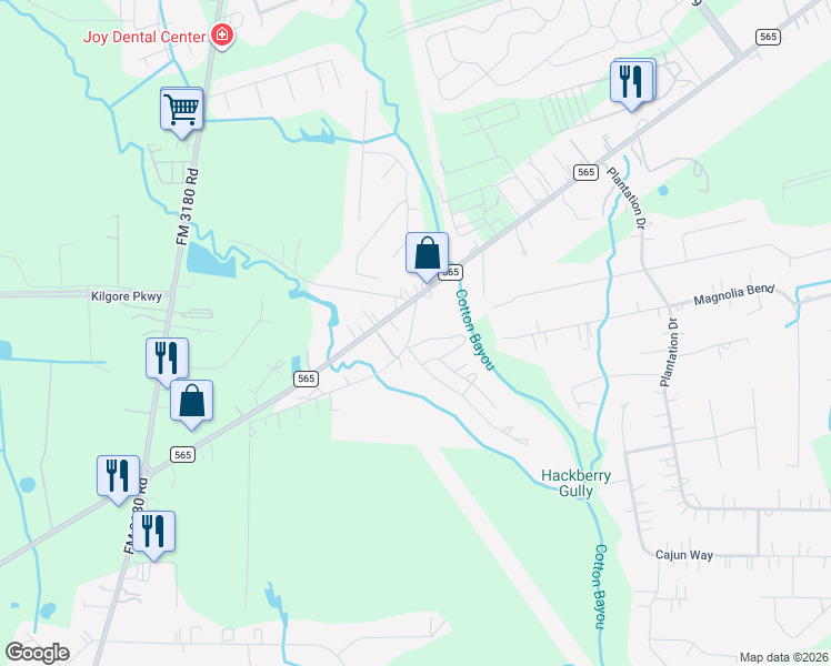 map of restaurants, bars, coffee shops, grocery stores, and more near 23 Cotton Bayou Circle in Cove