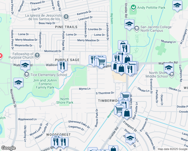 map of restaurants, bars, coffee shops, grocery stores, and more near 13311 Natasha Lane in Houston