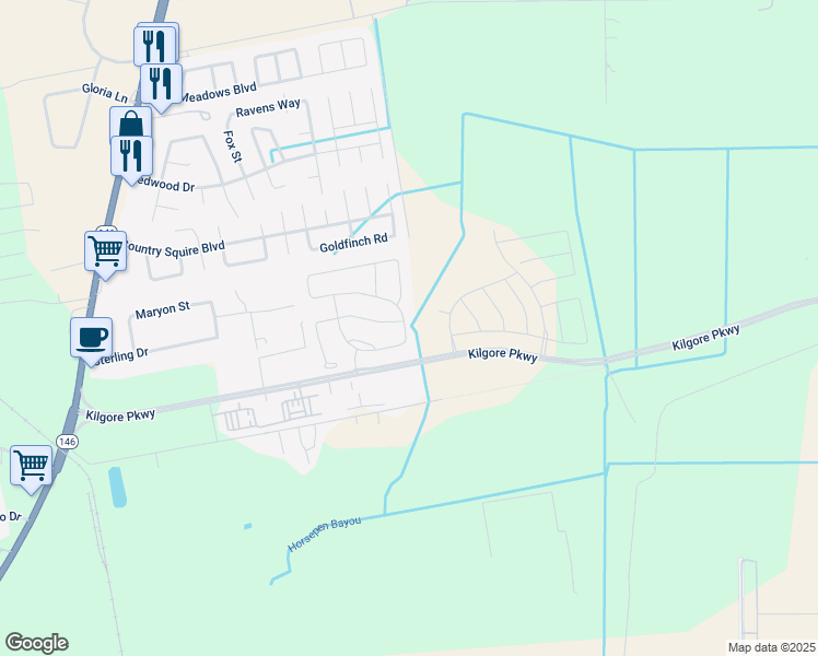 map of restaurants, bars, coffee shops, grocery stores, and more near 2214 brisa ln in Baytown