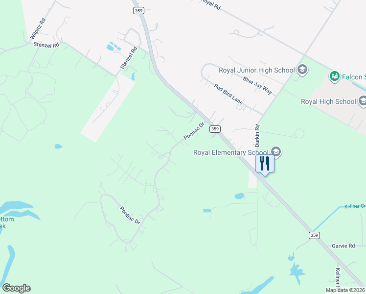 map of restaurants, bars, coffee shops, grocery stores, and more near 35129 Pontiac Drive in Brookshire