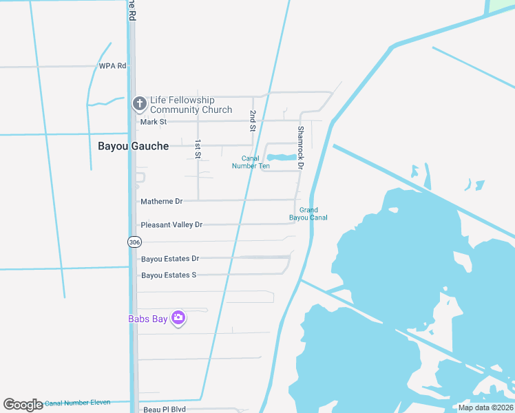 map of restaurants, bars, coffee shops, grocery stores, and more near 214 Matherne Drive in Des Allemands