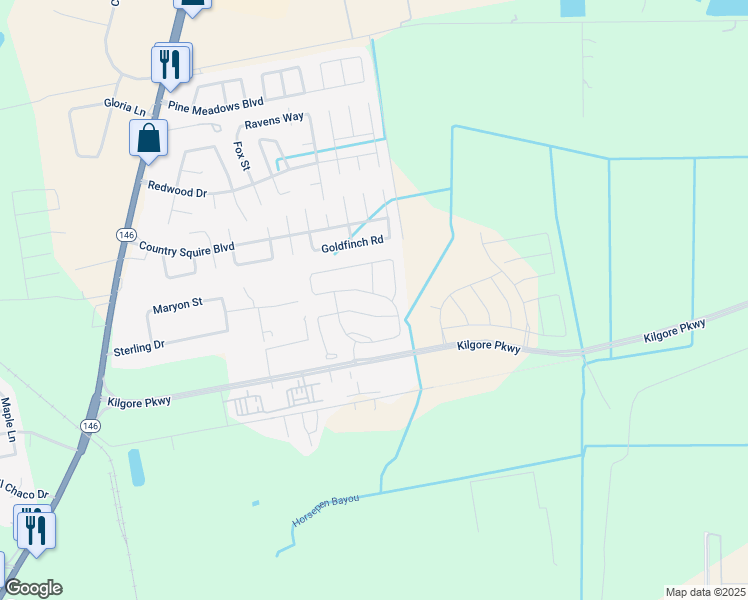 map of restaurants, bars, coffee shops, grocery stores, and more near 2214 Brisa Lane in Baytown