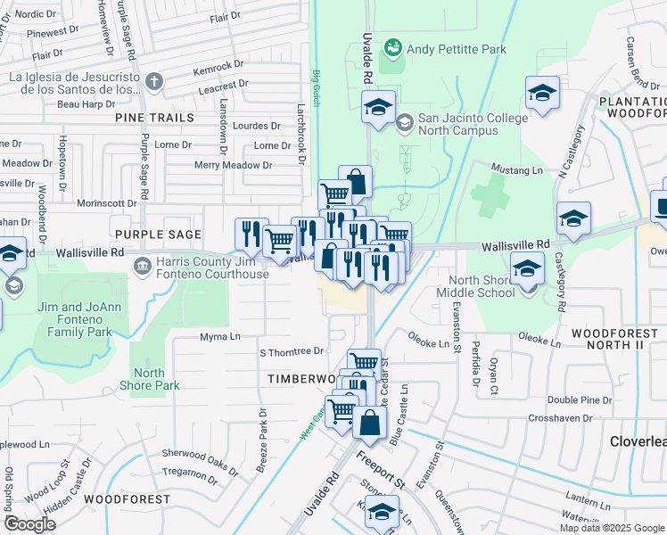map of restaurants, bars, coffee shops, grocery stores, and more near 10 Uvalde Road in Houston